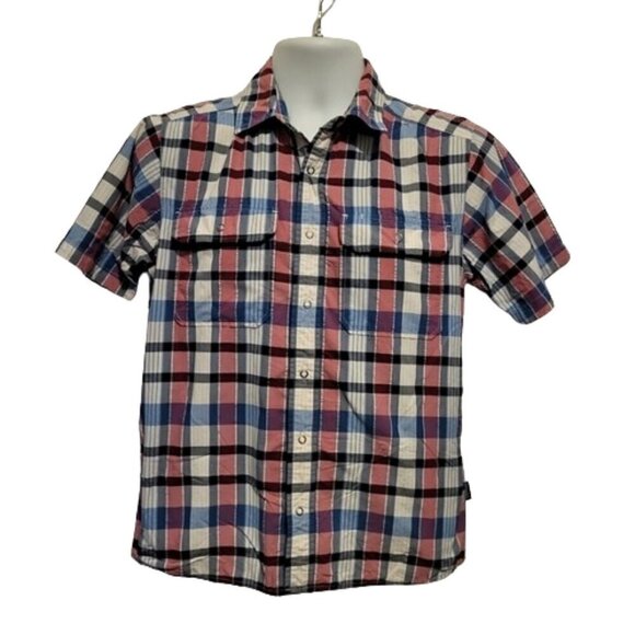 Patagonia Mens Short Sleeve Snap Buttons Check Plaid Shirt Sz S - Picture 1 of 8